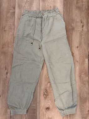 Zara Light Sage Drawstring Jogger Pants